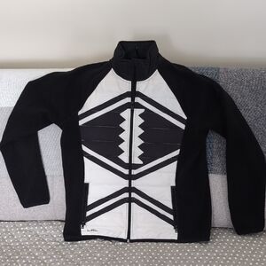 L-RL Lauren Active, Ralph Lauren Women's Black/White Aztec-Navajo Jacket ,L.